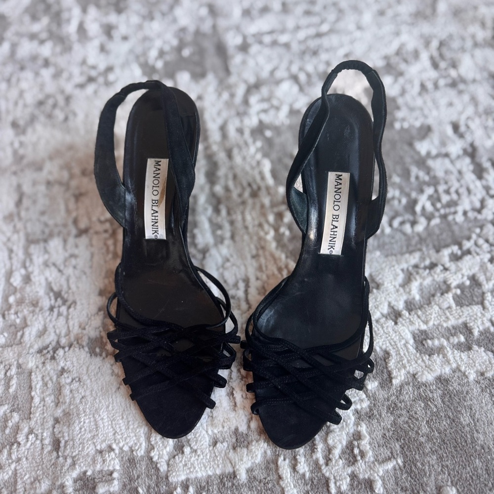 Manolo Blahnik Black Strappy Heels size 37